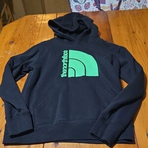The North Face Black Hoodie with Vibrant Green Logo Sz L